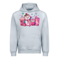 Pink Christmas Snowman Coffee Cups Urban Hoodie | Teevron