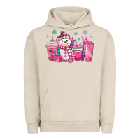 Pigment French Oak pink christmas snowman coffee cups Urban Hoodie - MaliasSmallBusiness