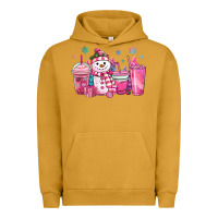 Pigment Peanut Butter pink christmas snowman coffee cups Urban Hoodie - MaliasSmallBusiness