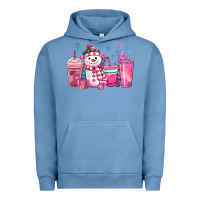 Pigment Pebble Blue pink christmas snowman coffee cups Urban Hoodie - MaliasSmallBusiness