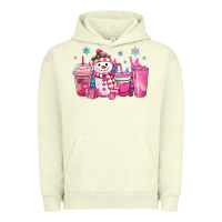 Pigment Pistachio pink christmas snowman coffee cups Urban Hoodie - MaliasSmallBusiness