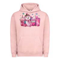 Pigment Salmon pink christmas snowman coffee cups Urban Hoodie - MaliasSmallBusiness