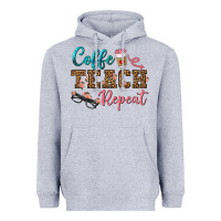 Heather Grey coffee teach repeat Heavyweight Hoodie - BundleAndBundleShop