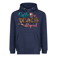 Navy coffee teach repeat Heavyweight Hoodie - BundleAndBundleShop