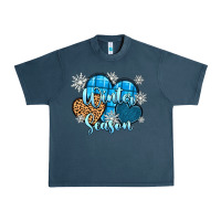 Midnight Navy snow hearts winter season Urban Heavy Tee - Zillion Design Studio