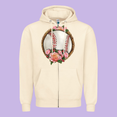Western Baseball With Roses Zipper Hoodie Designed By Hra Design Shop