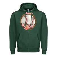 Sports Green western baseball with roses Zipper Hoodie - HRA Design Shop
