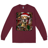 Burgundy christmas heifer with leoard and cowhide Long Sleeve Tee - RanaPortraitStore