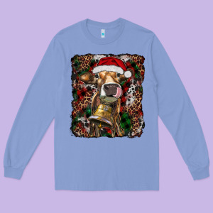 Christmas Heifer With Leoard And Cowhide Long Sleeve Tee Designed By Ranaportraitstore