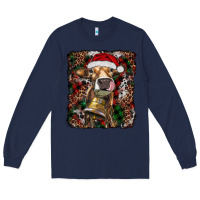 Navy christmas heifer with leoard and cowhide Long Sleeve Tee - RanaPortraitStore