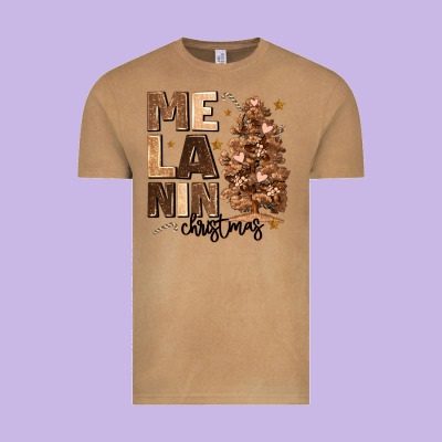 Vintage Tee melanin christmas with christmas tree