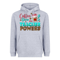 Heather Grey coffee gives me teacher powers Heavyweight Hoodie - BundleAndBundleShop