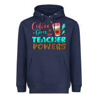 Navy coffee gives me teacher powers Heavyweight Hoodie - BundleAndBundleShop