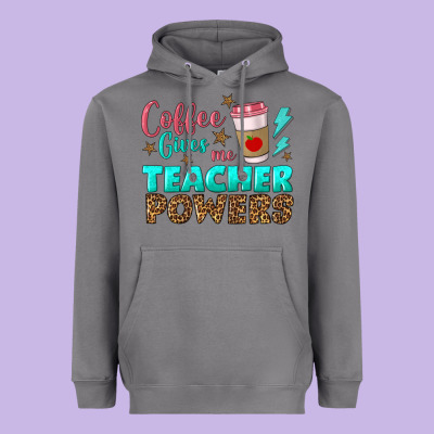 Coffee Gives Me Teacher Powers Heavyweight Hoodie Designed By Bundleandbundleshop