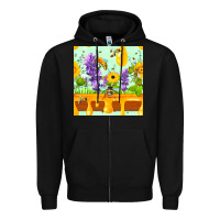Black honeydrip bee lavender daisy sunflower seamless pa Zipper Hoodie - FaDigitalArtStudio