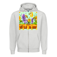 Dove Grey honeydrip bee lavender daisy sunflower seamless pa Zipper Hoodie - FaDigitalArtStudio