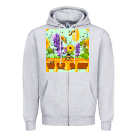 Heather Grey honeydrip bee lavender daisy sunflower seamless pa Zipper Hoodie - FaDigitalArtStudio