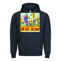 Navy honeydrip bee lavender daisy sunflower seamless pa Zipper Hoodie - FaDigitalArtStudio