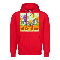Red honeydrip bee lavender daisy sunflower seamless pa Zipper Hoodie - FaDigitalArtStudio