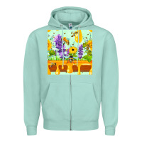 Seafoam honeydrip bee lavender daisy sunflower seamless pa Zipper Hoodie - FaDigitalArtStudio