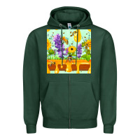 Sports Green honeydrip bee lavender daisy sunflower seamless pa Zipper Hoodie - FaDigitalArtStudio