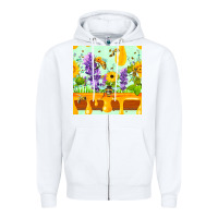 White honeydrip bee lavender daisy sunflower seamless pa Zipper Hoodie - FaDigitalArtStudio