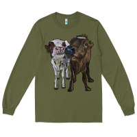 Army Green two heifer cows Long Sleeve Tee - RanaPortraitStore