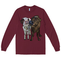 Burgundy two heifer cows Long Sleeve Tee - RanaPortraitStore