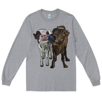 Heather Grey two heifer cows Long Sleeve Tee - RanaPortraitStore