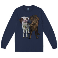 Navy two heifer cows Long Sleeve Tee - RanaPortraitStore