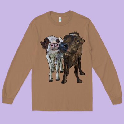 Two Heifer Cows Long Sleeve Tee Designed By Ranaportraitstore