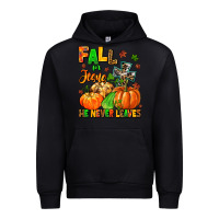 Black fall for jesus he never leaves Urban Hoodie - MaliasSmallBusiness