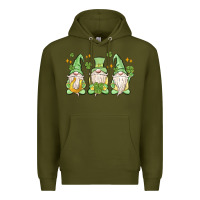 Army Green st. patrick's day gnomes Premium Hoodie - MaliasSmallBusiness