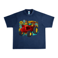 Navy western tractor Urban Heavy Tee - texasbilliewilder