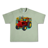 Oil Green western tractor Urban Heavy Tee - texasbilliewilder