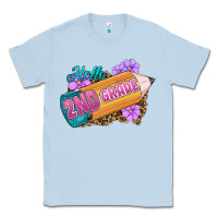 Dusty Blue Hello 2nd Grade Classic Tee - RanaPortraitStore