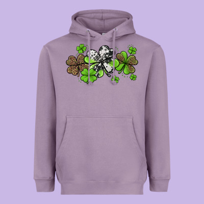 Western Cowhide Leopard Glitter Shamrocks Heavyweight Hoodie Designed By Jasminsmagicworld