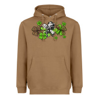 Toasted Coconut Western Cowhide Leopard Glitter Shamrocks Heavyweight Hoodie - Jasminsmagicworld