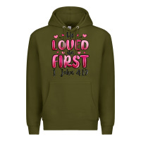 Army Green he loved us first 1 john 4 19 Premium Hoodie - MaliasSmallBusiness
