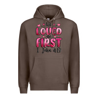 Coffee he loved us first 1 john 4 19 Premium Hoodie - MaliasSmallBusiness