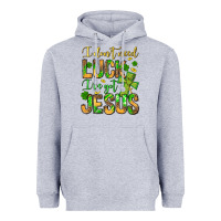 Heather Grey I don't need luck I've got Jesus Heavyweight Hoodie - Jasminsmagicworld