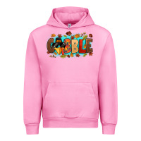 Fuchsia Pink gobble with thanksgiving turkeys Urban Hoodie - MaliasSmallBusiness