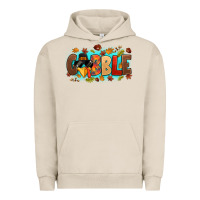 Pigment French Oak gobble with thanksgiving turkeys Urban Hoodie - MaliasSmallBusiness