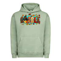 Pigment Oil Green gobble with thanksgiving turkeys Urban Hoodie - MaliasSmallBusiness
