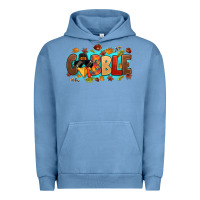 Pigment Pebble Blue gobble with thanksgiving turkeys Urban Hoodie - MaliasSmallBusiness