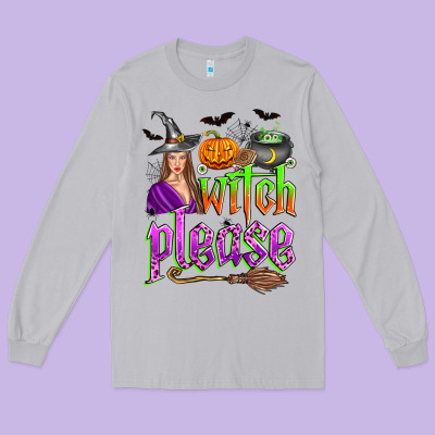 Witch Please Long Sleeve Tee Designed By Zillion Design Studio