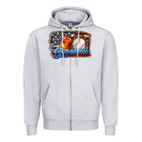 Heather Grey western american flag baseball Zipper Hoodie - HRA Design Shop