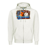 Oatmeal Heather western american flag baseball Zipper Hoodie - HRA Design Shop
