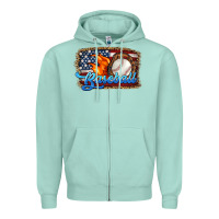 Seafoam western american flag baseball Zipper Hoodie - HRA Design Shop