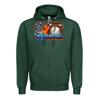 Sports Green western american flag baseball Zipper Hoodie - HRA Design Shop